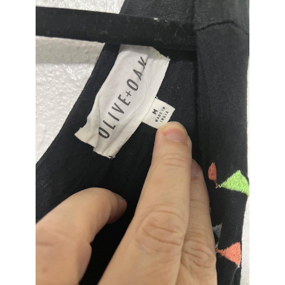 Olive + Oak Dress Maxi Black with Embroidery on Bodice Womans M - Picture 4 of 8